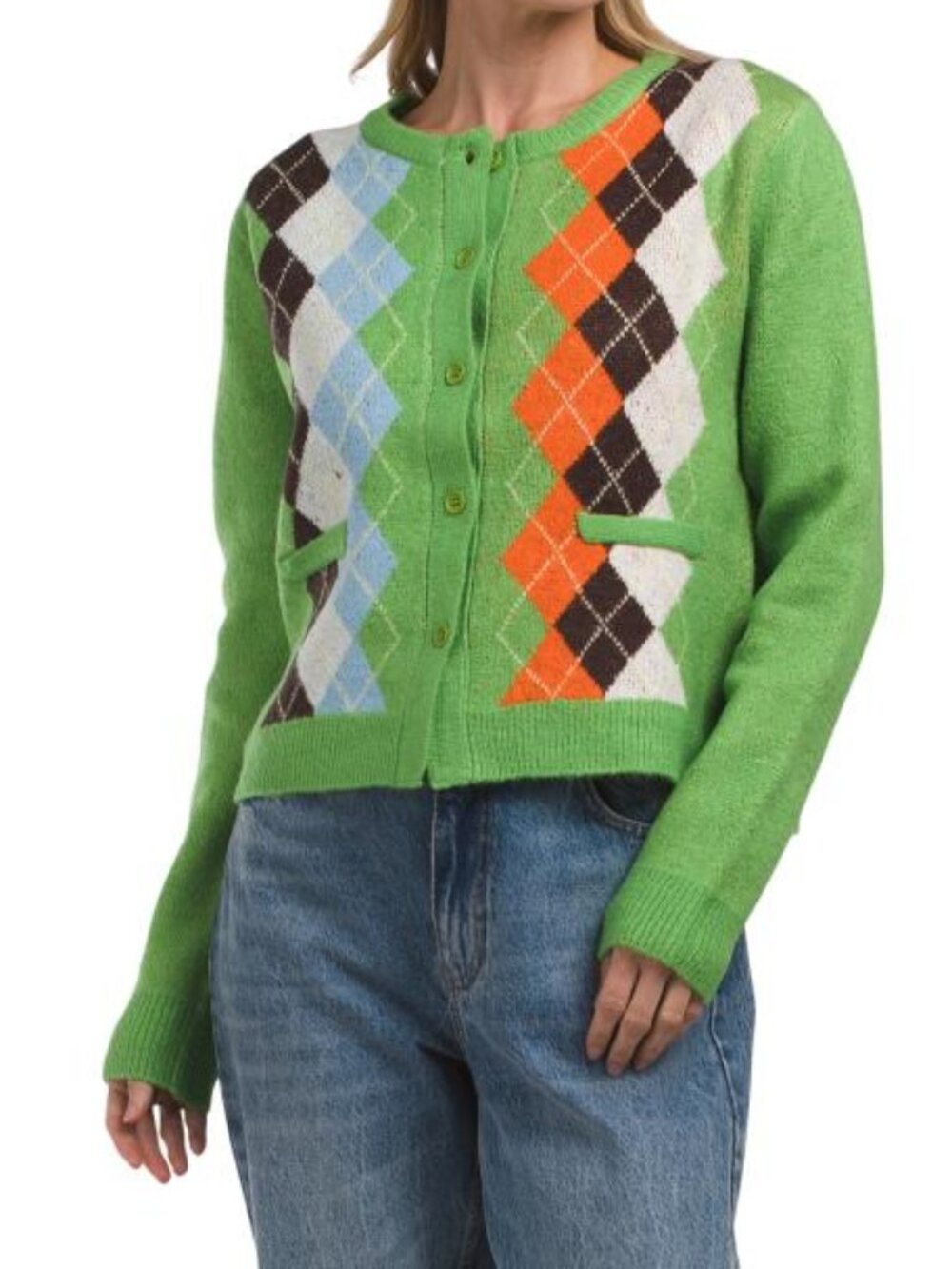FLAT WHITE Argyle Cardigan